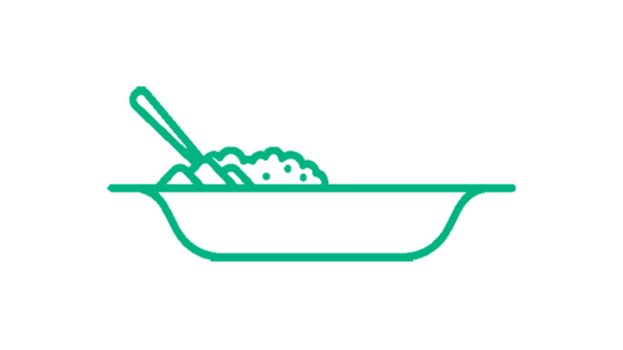 alimentos mezclados en una ilustración verde de cuenco