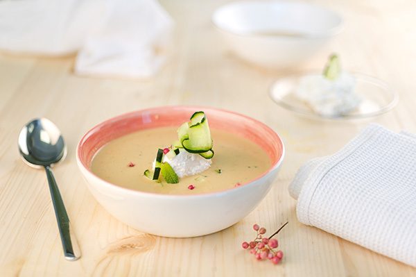 cold peach and cucumber soup